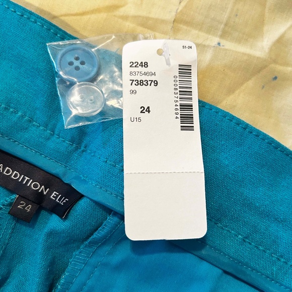 NEW PHOTOS! CAPRIS, STRETCH LINEN, CARIBE BLUE, SIZE 24, FRONT ZIPPER, POCKETS, - Picture 4 of 16